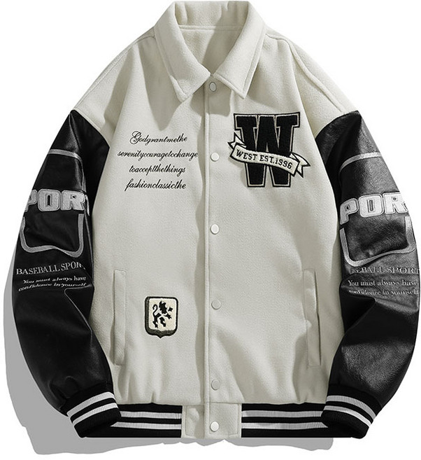 男士加絨翻領棒球服夾克
