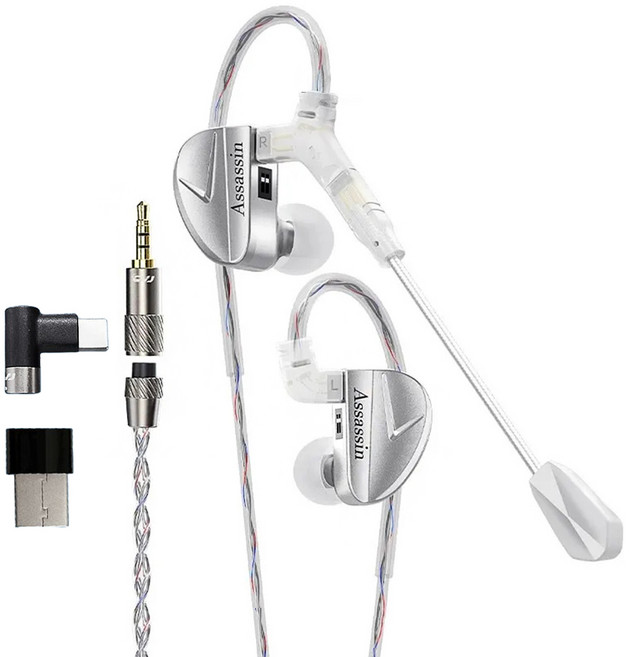 CVJ 어쌔신 인이어 게이밍 이어폰 Assassin 실버 C타입 / 3.5mm 이어폰/ 게이밍 이어폰 마이크 ED, CVJ 어쌔신(실버)