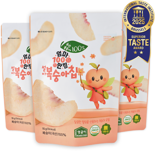 [영글어농장] 국내산 동결건조 과일칩 엄마만점 설아복숭아칩, 15g, 3개