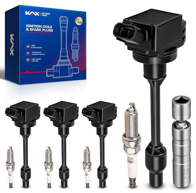 KAX 점화 코일 및 이리듐 스파크 플러그 4개 세트 자석 소켓 포함 혼다 2017-2020 시빅 시 2017-2022 CR-V 1.5L 2023 시빅 타입 R UF7, UF848 - 4Pk Coils & 4Pk Plugs
