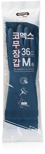코멕스 고무장갑 중 M 네이비 36cm, EA, 1개