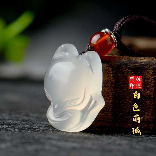 佐運門 粉色水晶 狐狸吊墜, 1個, 白色-迷你狐狸,過爐開光
