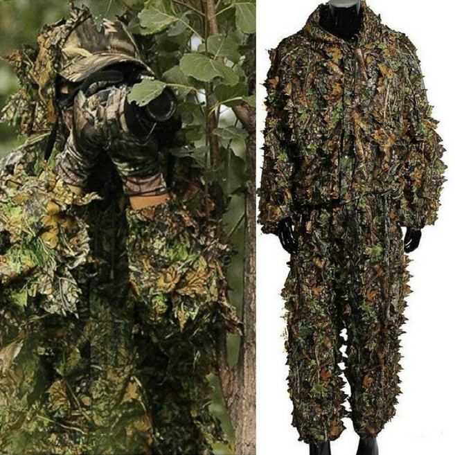 길리슈트 3d 잎 ghillie suit suit sniper military tactical camouflage 의류 사냥 정장 육군 사냥 옷 들새 관찰 복, 1개