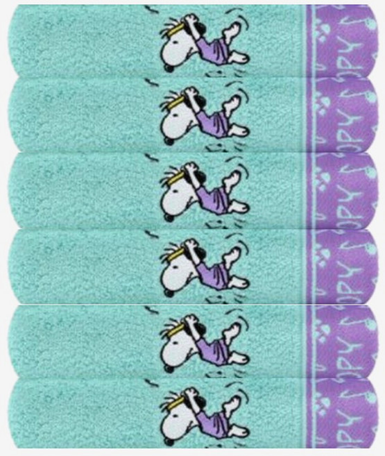 송월타올 스누피 뮤직 160g 코마사 30수 (6매), 6개, 옥색