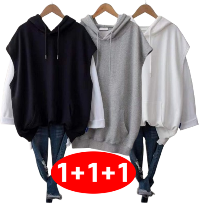 봄 가을 여성용 루즈핏 빅사이즈 솔리드 맨투맨 계절 자유로움 편안함 다양한 체형 심플 민소매 시원 코트 조끼 레이어링 세련