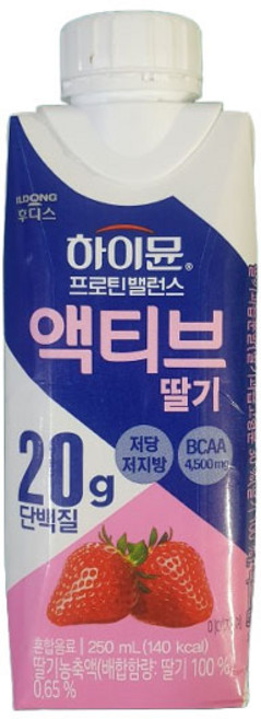 후디스 하이뮨 프로틴 밸런스 액티브 딸기 250ml, 10개