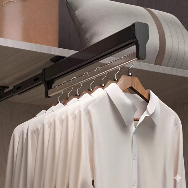 옷장 인출식 레일행거 슬라이딩행거 옷장행거, 블랙