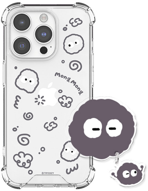 몽몽 두들 갤럭시 아이폰 방탄 젤하드 휴대폰 케이스 +아크릴톡 세트