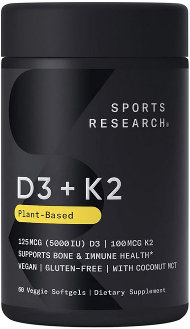 스포츠리서치 D3 125mcg + K2 100mcg 베지 소프트젤, 1개, 60정