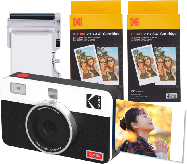 코닥 미니샷2 레트로 즉석 카메라 C210R + 카트리지 번들, C210R(화이트), 1개