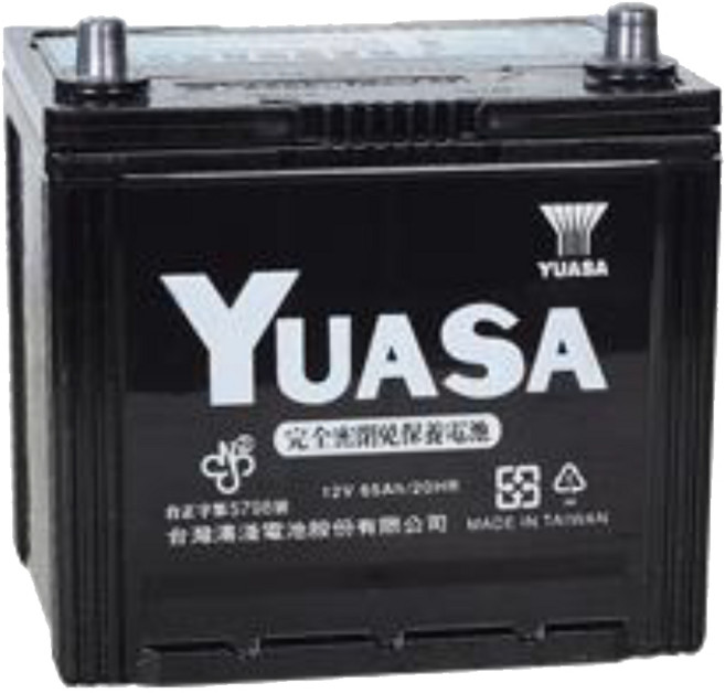 YUASA 湯淺 汽車電池 免加水 密閉免保養 防爆設計, 1個, 75D23R, 1L