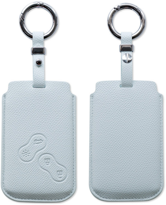 트니르 SM3 SM5 SM7 CLIO QM3 QM5 차키 케이스 천연소가죽 키홀더 스마트키 르노삼성 호환 C타입 자동차 키 커버 케이스 차량용품, 스카이블루