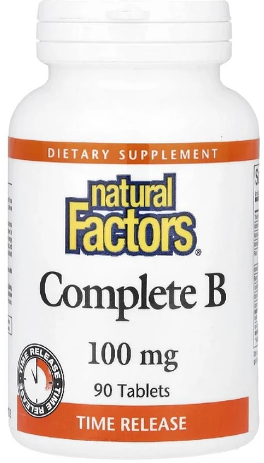 내추럴팩터스 비타민B Complete 100mg 판토텐산 콜린 이노시톨 타블렛 90정 - 쿠팡