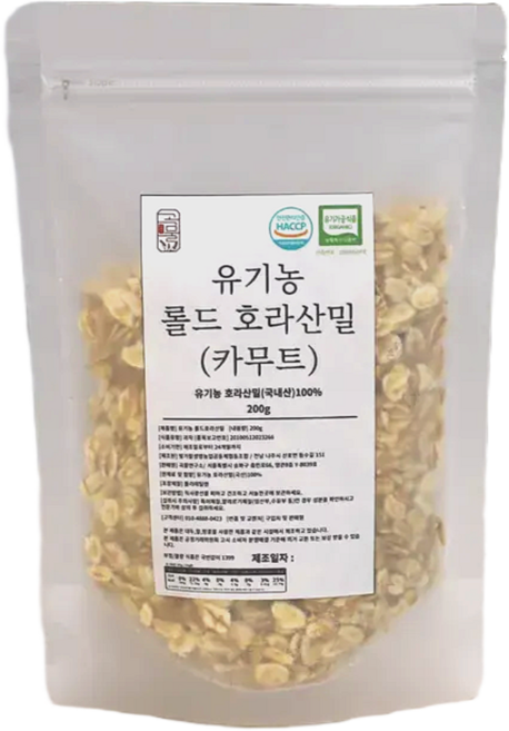 곡물연구소 국산 유기농 카무트 누룽지 롤드 호라산밀, 2개, 200g