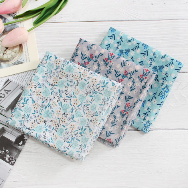 여성손수건 가제 면 쁘띠 목손수건 플라워 꽃무늬 3장 1세트