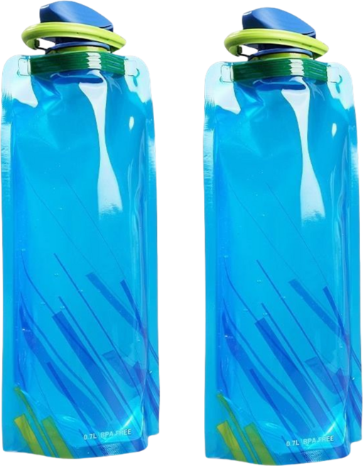 등산 아웃도어 접이식 물병 휴대용 스포츠 물병 700ml, 청색, 2개