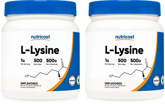 Nutricost L-Lysine 뉴트리코스트 L 라이신 500g 2팩, 2개 - 쿠팡