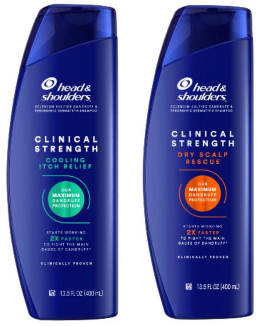 헤드앤숄더 클리니컬 스트렝스 쿨링 이치 릴리프 샴푸 400ml + 드라이 스칼프 레스큐 샴푸 400ml, 1세트