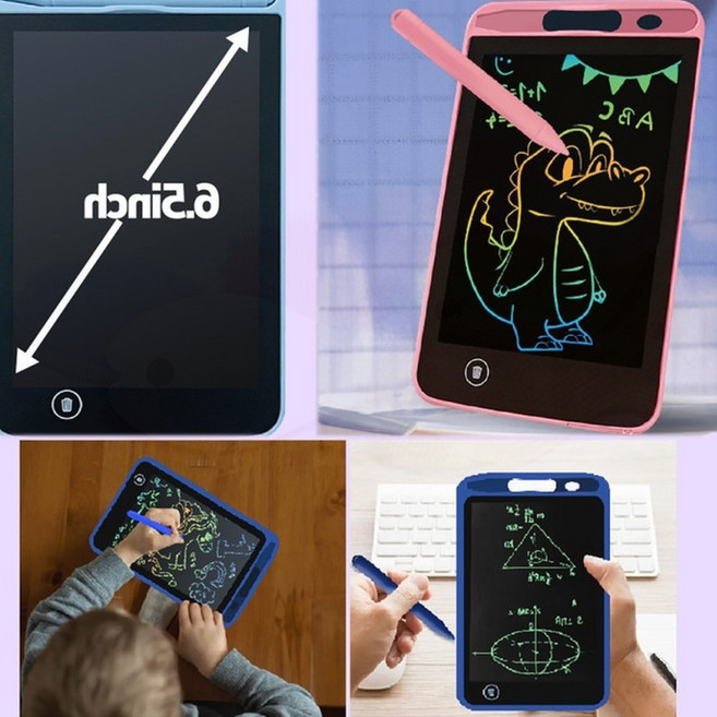 LCD 전자칠판 드로잉보드 6.5인치 어린이 낙서 그림 반복 메모 색상펜, 1개