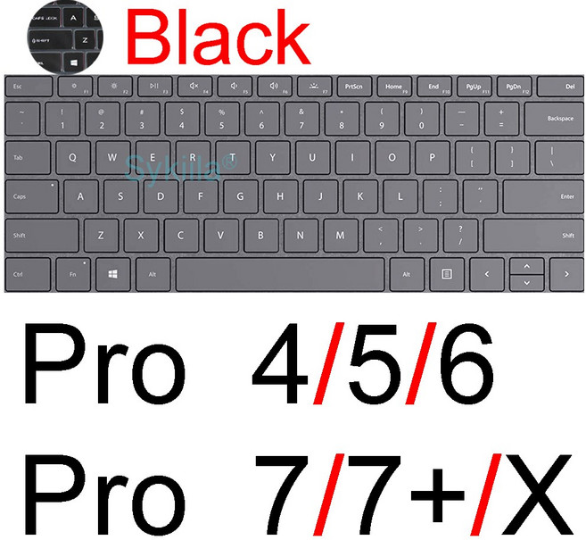 Microsoft Surface Pro 용 키보드 커버 10 9 7 8 7+ 6 5 4 3 X Studio GO 2 Book RT 실리콘 보호 스킨 케이, 15 Black