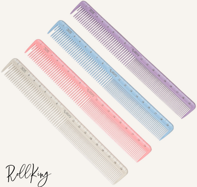 [롤킹] 미용 눈금 커트빗 S-305 긴사이즈 4컬러, 피치, 1개
