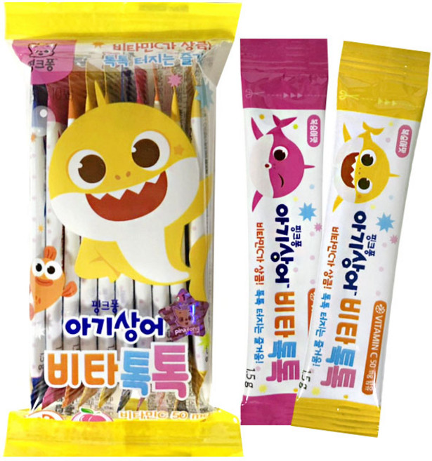 핑크퐁 아기상어 비타톡톡 160포입 (10포X16팩) 어린이 비타민C 팝핑캔디, 15g, 16개