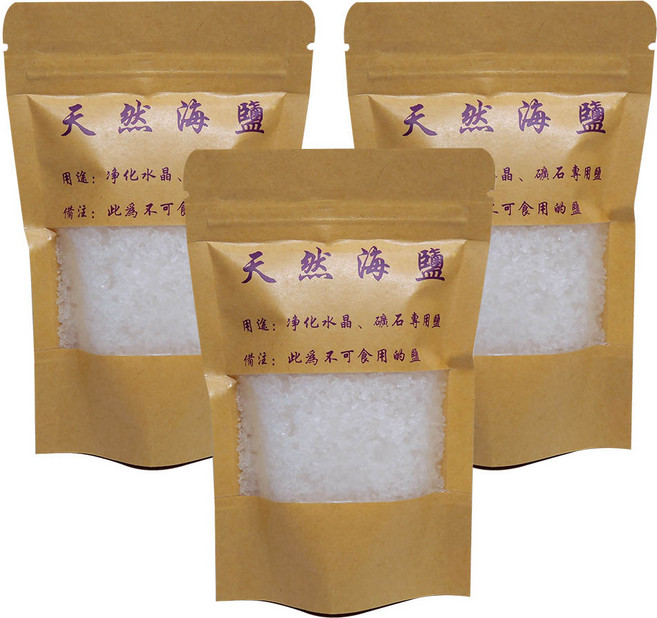 粗鹽 水晶礦石淨化專用鹽 非食用 3包組 每包約150克, 1組=3包