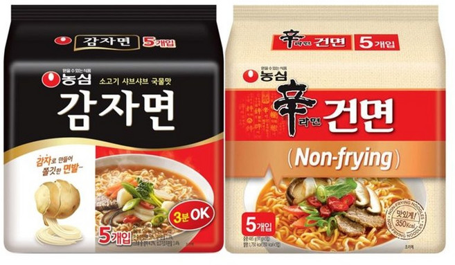 농심 감자면 + 신라면 건면 번들 봉지라면, 1세트
