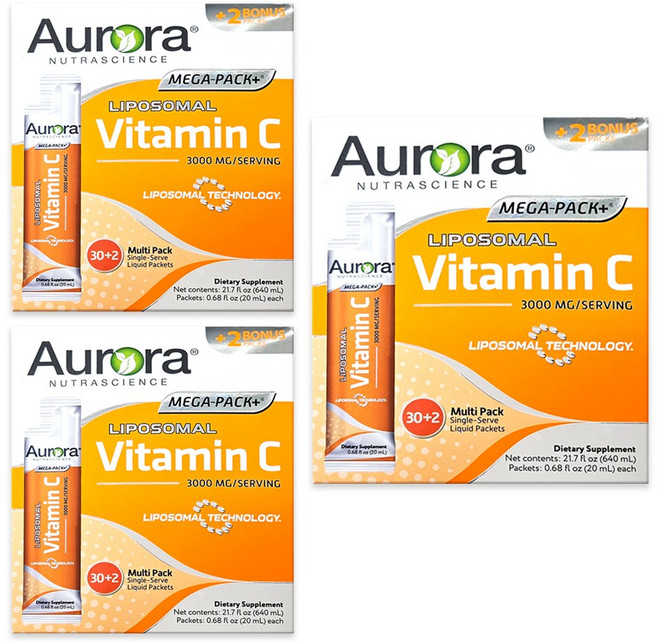 오로라 리포조말 메가팩플러스 비타민C 3000mg 32포 리포좀 고함량 비타민씨 메가도스, 96개, 20ml