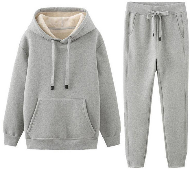 POMTOR 남성용 캐주얼 세트 후드 맨투맨 긴바지 루즈핏 도톰 보온하다 기모 투피스