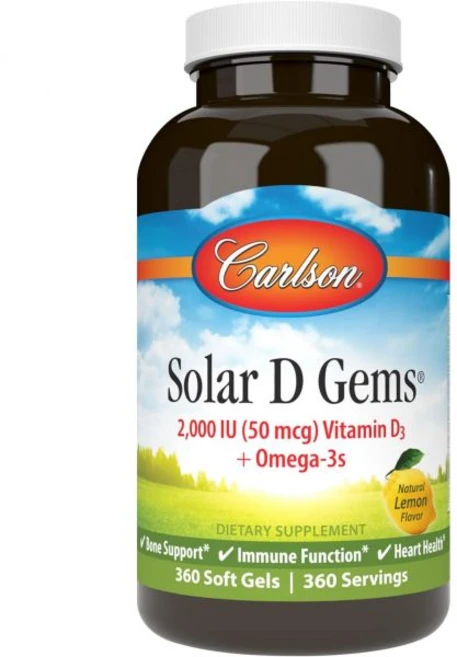비타민D 칼슨 솔라 D 젬 비타민 D3 오메가3 2000 U (50 mcg) 115mg 오메가3s EPA DHA 야생 잡음 지속 가능 공급 레몬 360 소프트젤, 비타민D 칼슨 솔라 D 젬 비타민 D3 오메가3 200, 1개, 360정 - 쿠팡