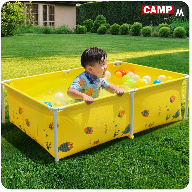 캠프엠 풀장 물놀이 대형 유아 사각 베란다 미니 수영장 소형 특대형 중형 어린이 어른용 튜브 이동식 프레임 실내 가정용 에어 쿠션 야외 간이 옥상 크기 50x150x200 혼합색상, 캠프엠 풀장 (사각 미니 / YELLOW), 1개