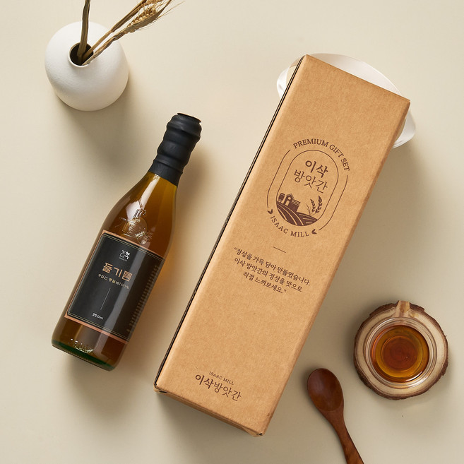 이삭방앗간 수입산 저온압착 들기름 350ml 1구 선물세트