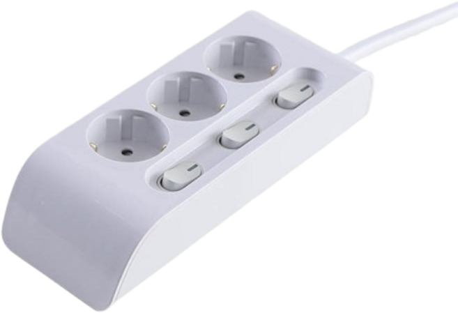 현대일렉트릭 하이탭 개별스위치 멀티탭 3구 콘센트, 1개, 화이트, 3m