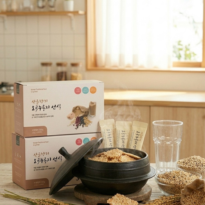 산들향기 국산 오곡 구수한 가마솥 누룽지 선식 스틱 20포 개별포장 식사대용, 25g, 20개