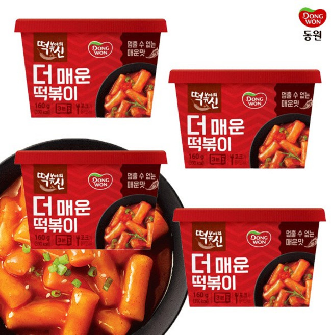 동원 떡볶이의신 더매운 컵떡볶이 160g 즉석식품, 4개