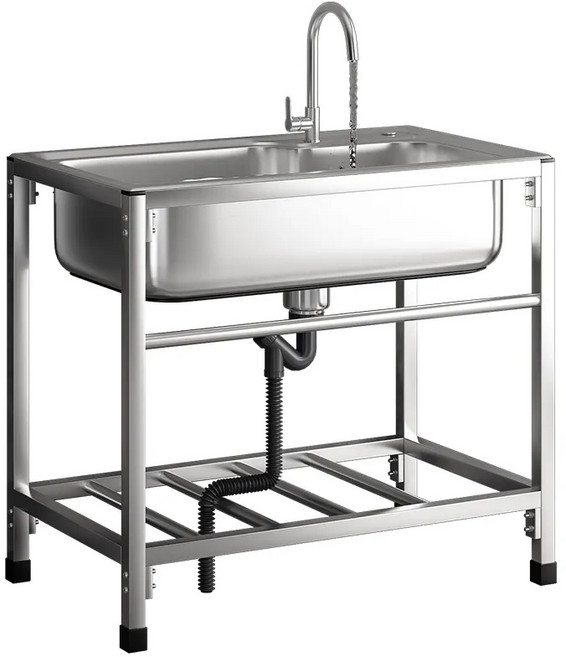 Larry 주방 소형 싱크대 씽크대 간이 세면대 사무실 씽크대 스텐 싱크대개수대 업소용 싱크대 + 싱크대 수전 세트, 1개