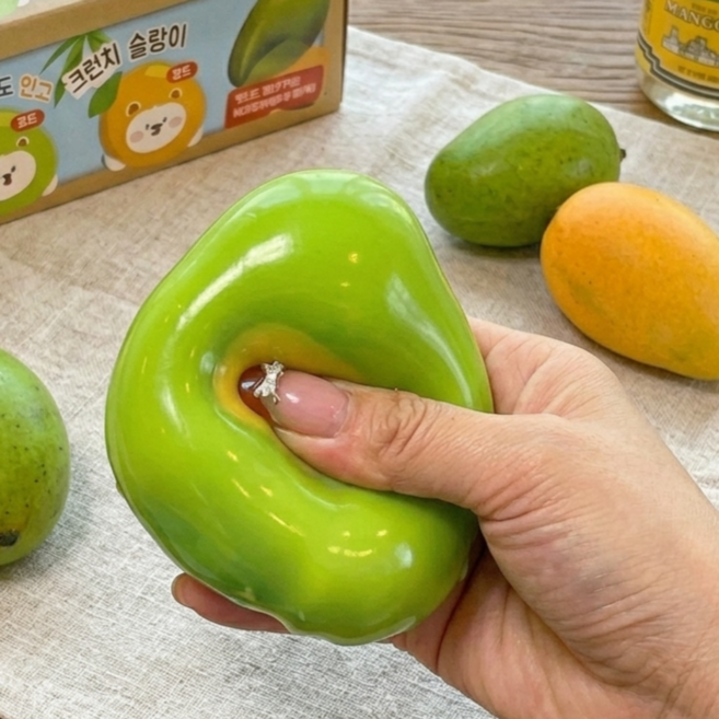 망고 슬랑이 크런치 고당도 꾸덕 온도 색상 변화 스트레스 해소 말랑이 스퀴시, 50g, 1개