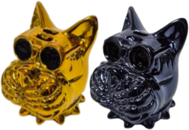 자동차 방향제 케이스 명품 프렌치불독 송풍구및 부착형, 골드+블랙, 1개