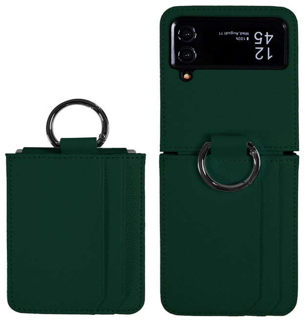 갤럭시 호환 Z플립3 4 가죽케이스 힌지보호 카드수납 지갑형