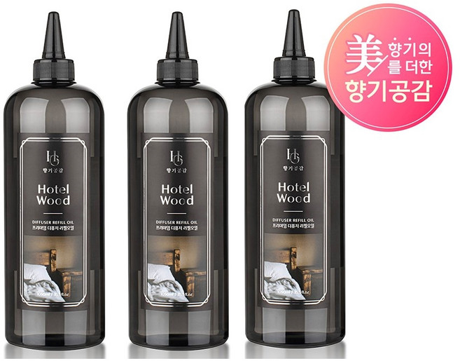 향기공감 프리미엄 특대용량 디퓨저 리필오일, 3개, 1050ml, 호텔우드