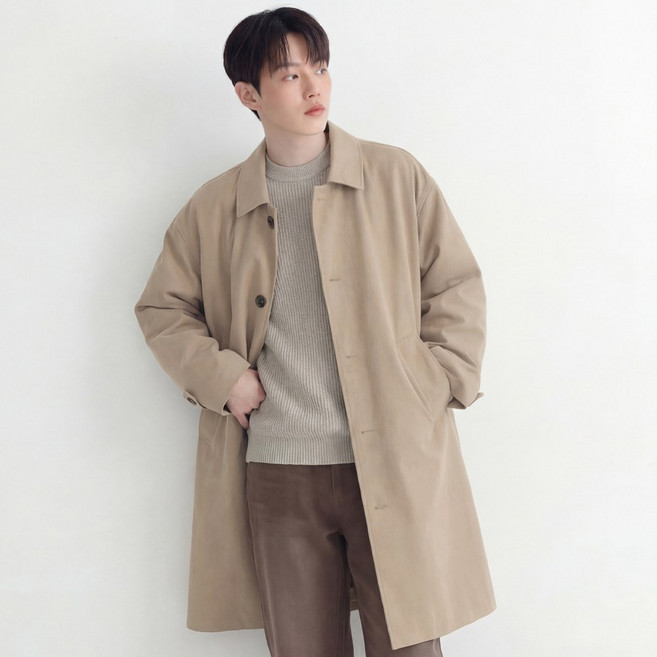 루크 봄가을 남성 오버핏 싱글 트렌치코트 남자 간절기 긴팔 롱코트 루즈핏 맥코트 전체 안감 데일리 자켓 캐주얼 아우터