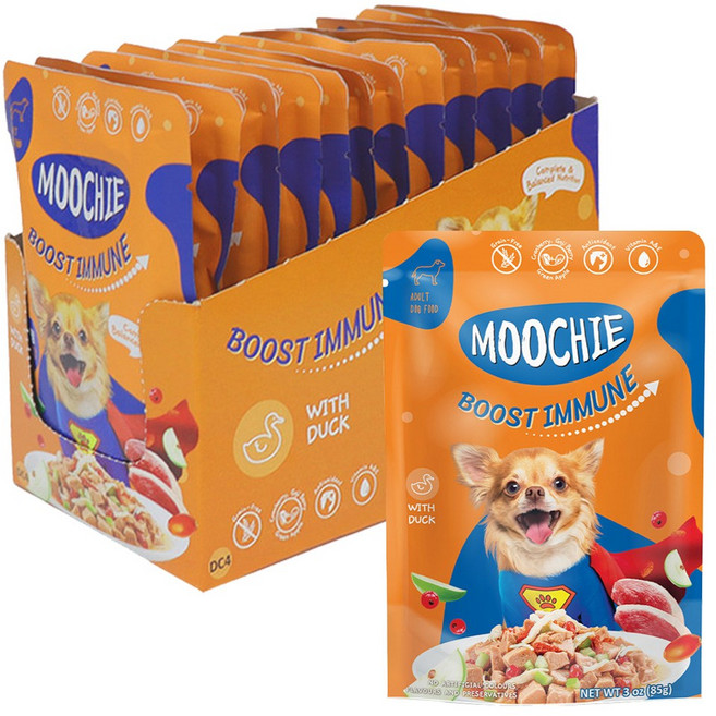 무치 독 강아지 파우치 간식 휴먼그레이드 관절 피모 장 면역 건강, 85g, 12개, 오리찜