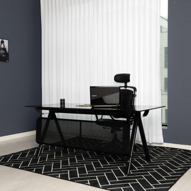 아트박스/티에스퍼니처 TS-11 강화유리10T 중역책상 1800x800, 선택:10T 블랙