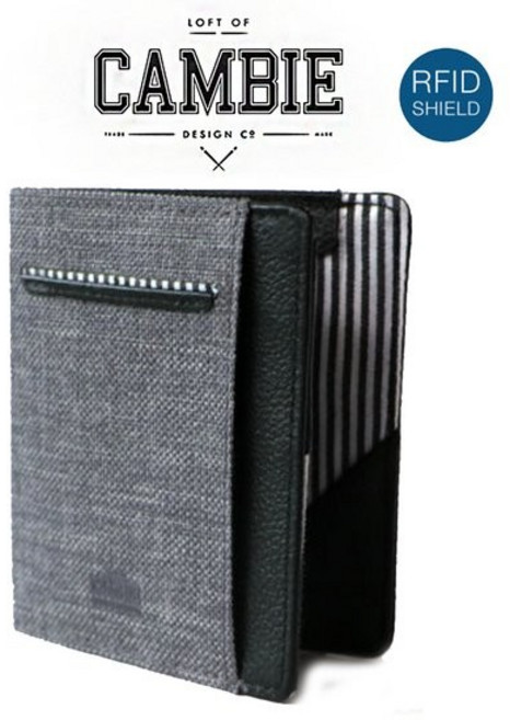 Cambie 캠비 반지갑 FLIP RFID 가죽지갑 -헤더 블랙