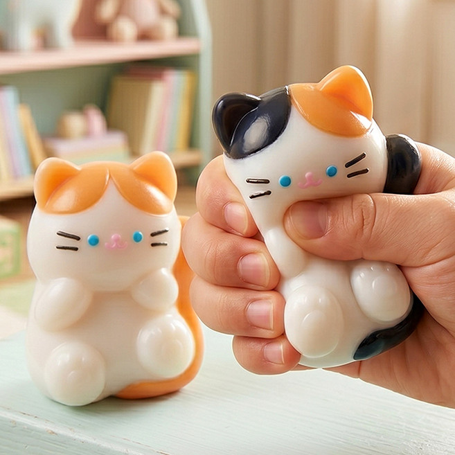 꾹꾹냥 스퀴시 고양이 주물럭 말랑이 피젯토이 말랑말랑 냥이 장난감, 단품, 단품