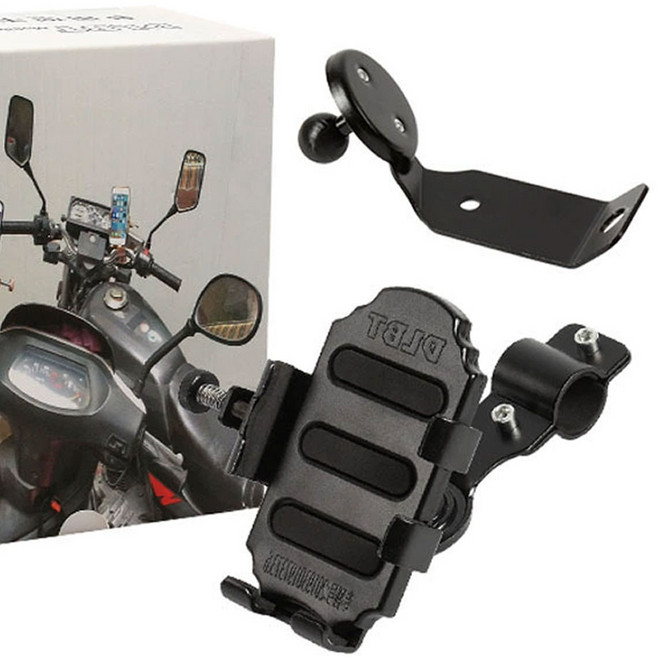 오토바이 자전거 핸드폰 스마트폰 휴대폰 거치대 경량 가벼운 간편설치 킥보드 크기 조절 회전 가능 바이트 고정대, 1개, 블랙