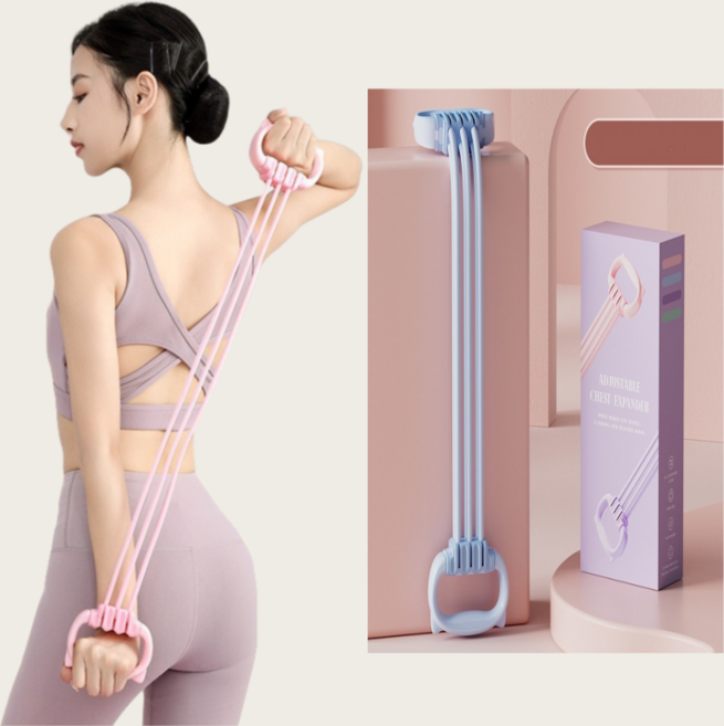 마르크첸 필라테스 요가밴드 전신 스트레칭 실리콘 스트레칭 밴드 6 단계 운동용 고무 밴드, 블루, 1개