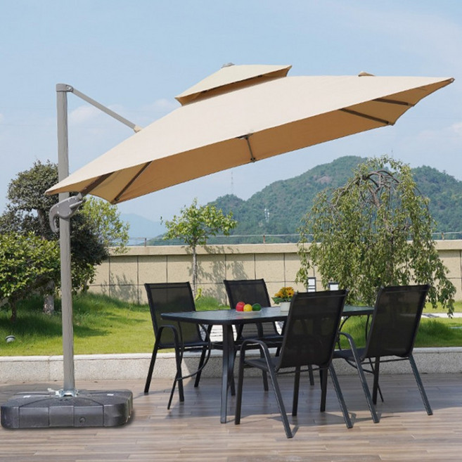 프리폼 프리미엄 사각 폴딩 파라솔 3mX3m 물통포함 야외 그늘막 비치 카페 테라스 옥상 각도조절 2중지붕, 프리미엄 사각폴딩파라솔SET, 그린