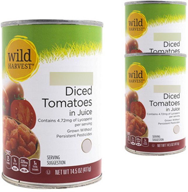 와일드하베스트 다이스드 토마토 인 주스 비건 글루텐 프리, 411g, 3개